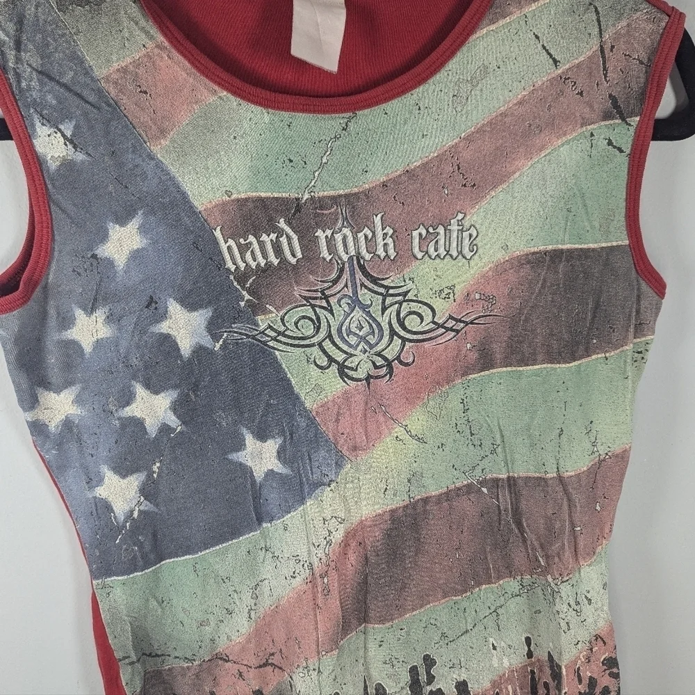 Vintage Hard Rock Cafe Cleveland Biker Cutoff Tank Top Approximate Size Small - Picture 2 of 5